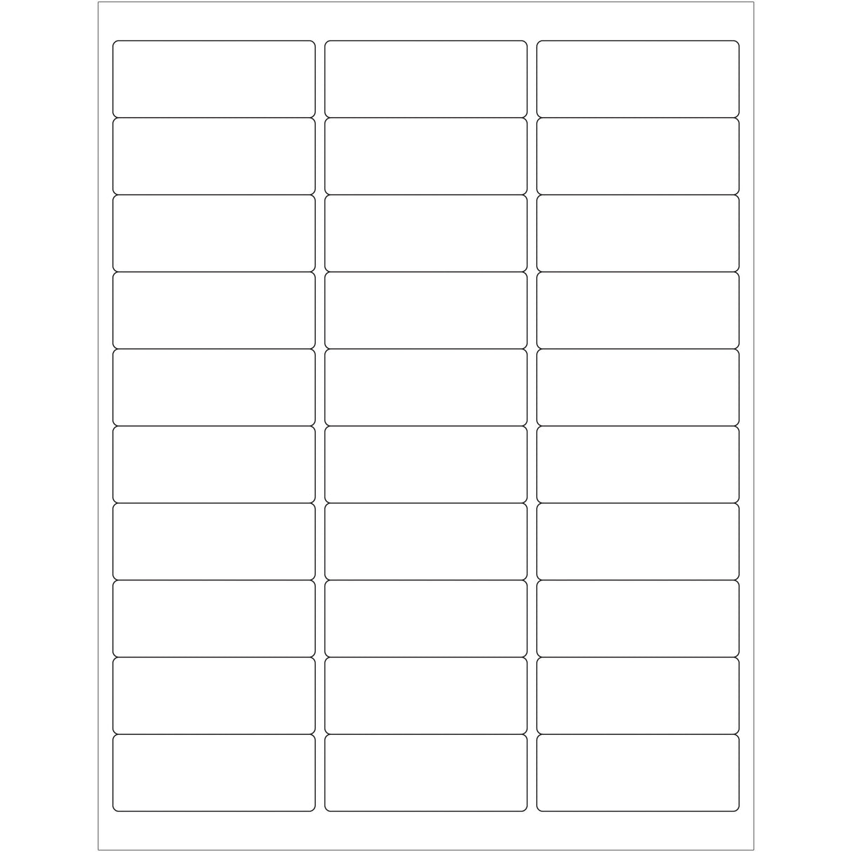 2 5/8 x 1" White Removable Rectangle Laser Labels