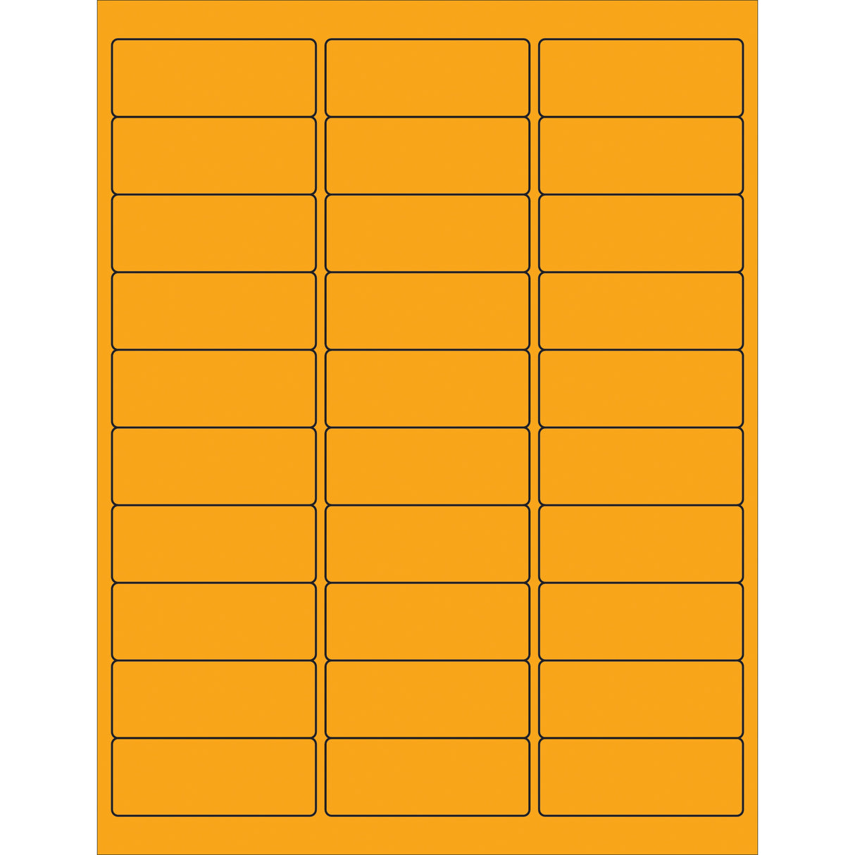 2 5/8 x 1" Fluorescent Orange Removable Rectangle Laser Labels