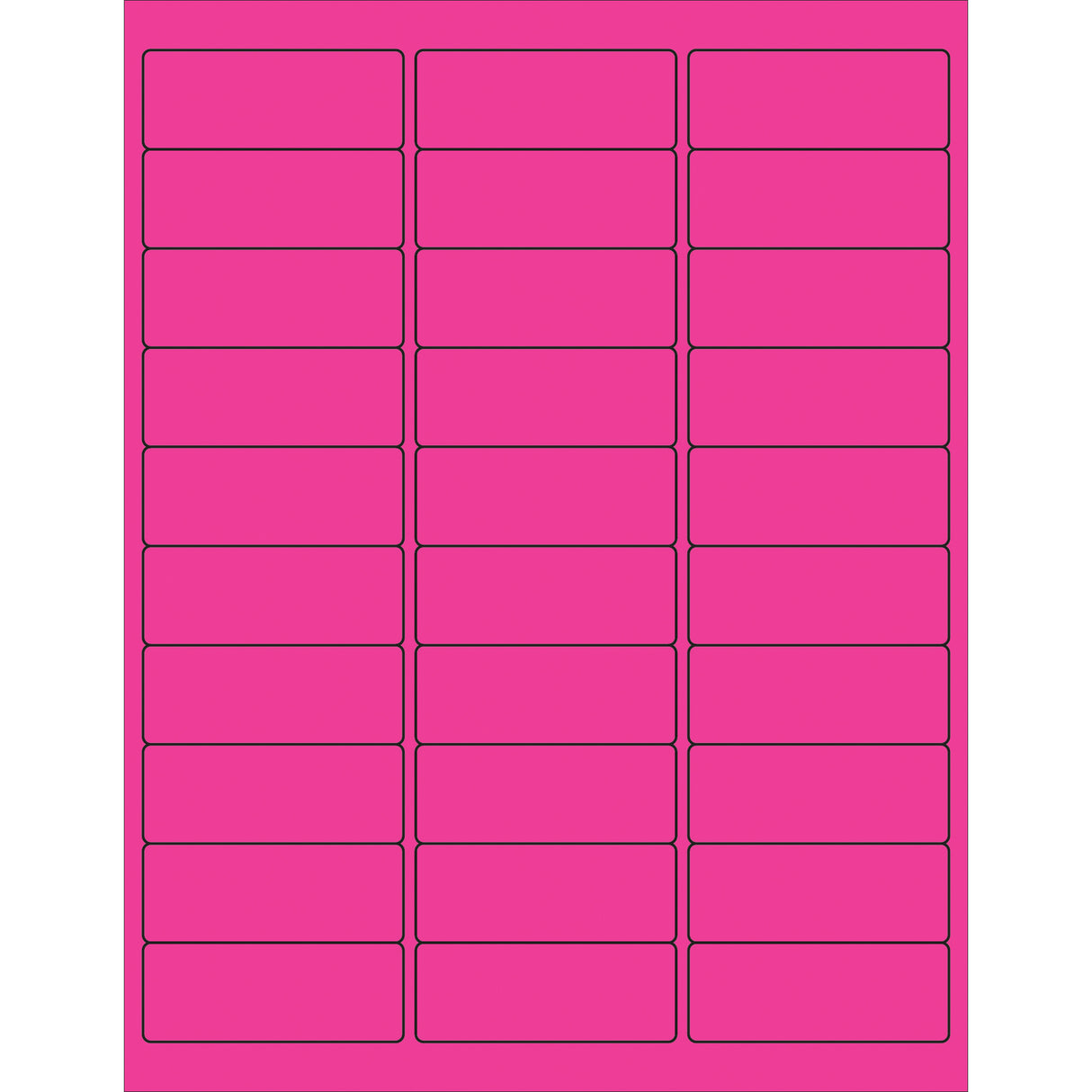 2 5/8 x 1" Fluorescent Pink Removable Rectangle Laser Labels
