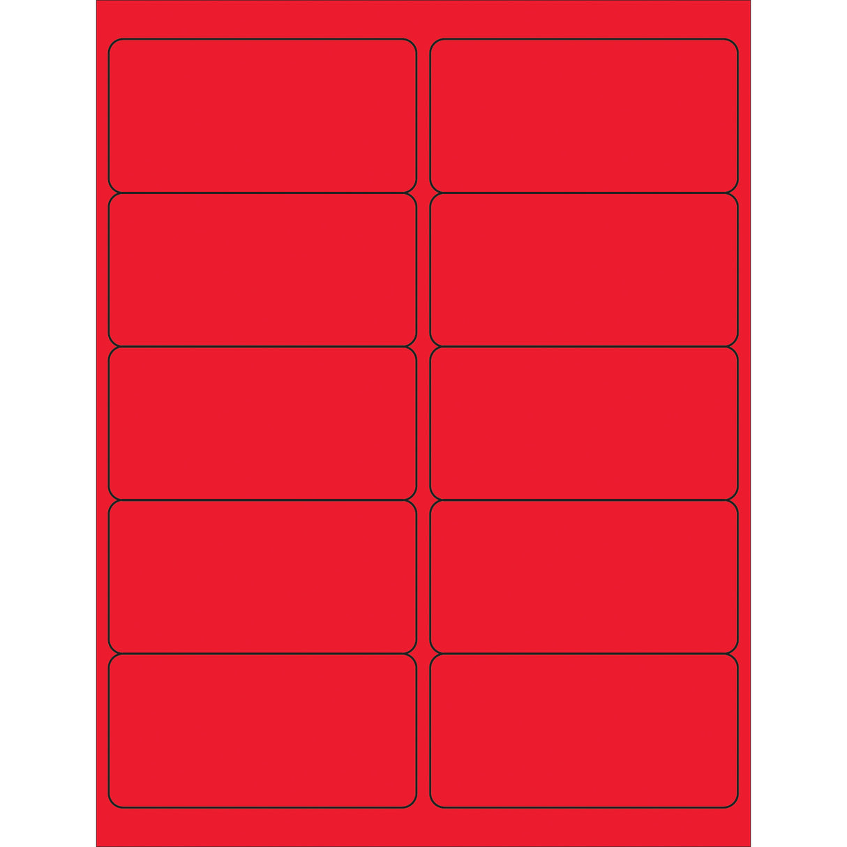4 x 2" Fluorescent Red Removable Rectangle Laser Labels