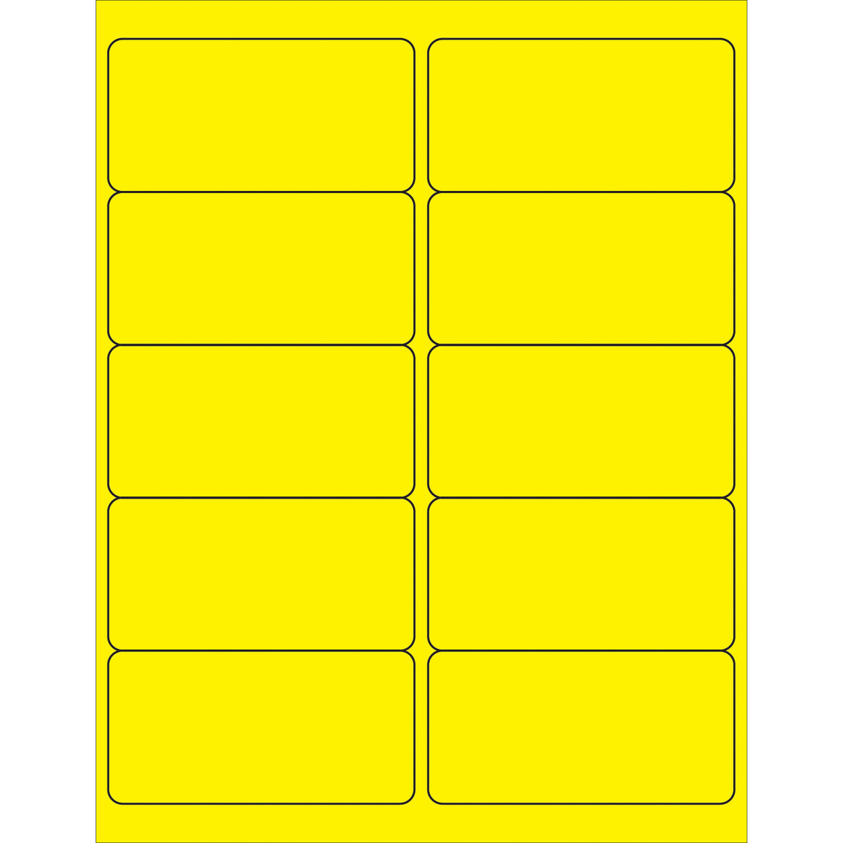 4 x 2" Fluorescent Yellow Removable Rectangle Laser Labels