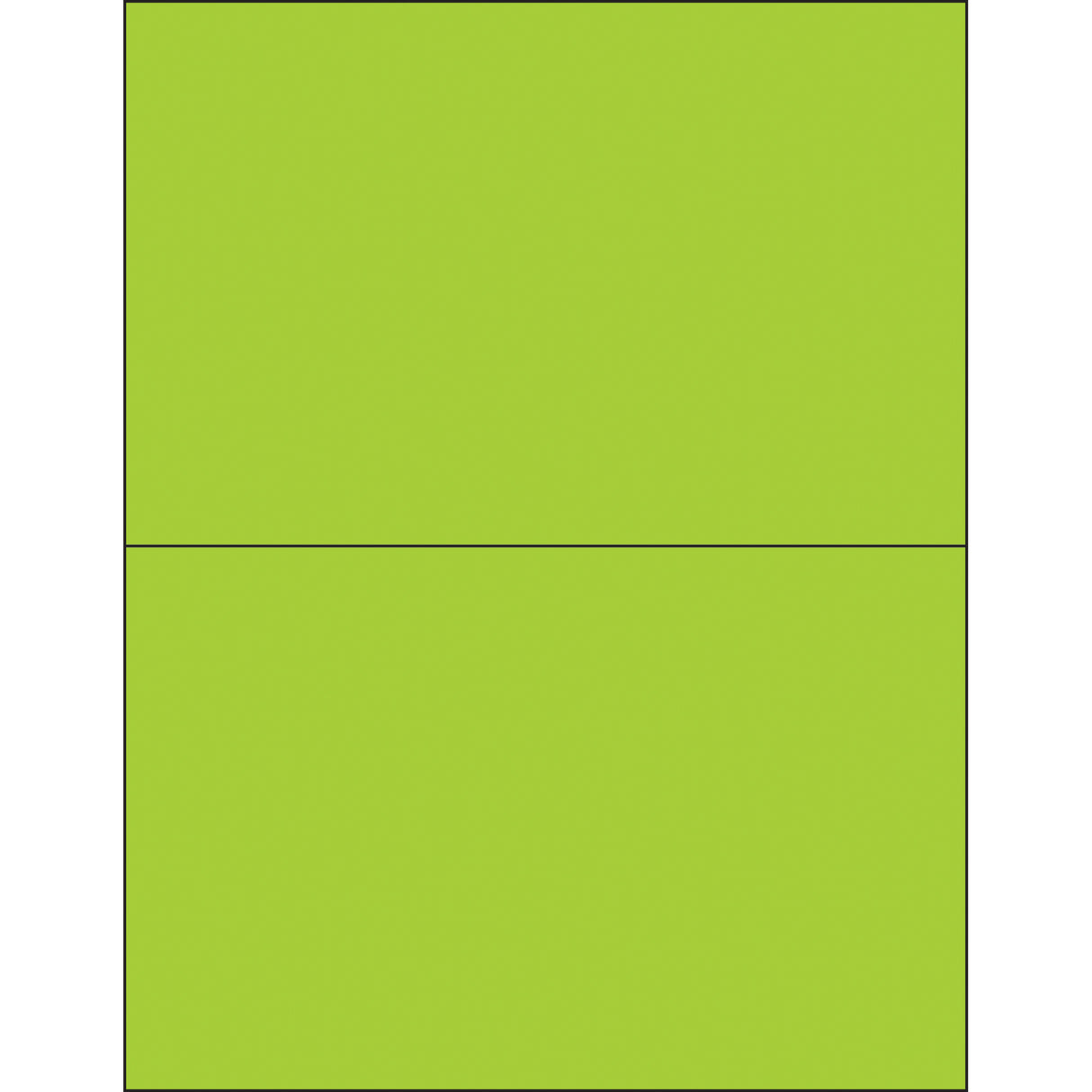 8 1/2 x 5 1/2" Fluorescent Green Removable Rectangle Laser Labels