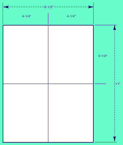 4 1/4 X 5 1/2 (4 per sheet) Laser Labels 2000 sheets