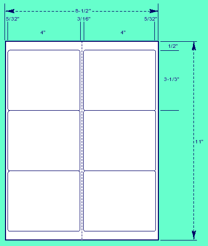 4 X 3 1/3 (6 per sheet) Laser Labels 100 sheets