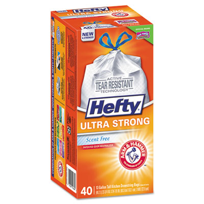 Hefty White Draw String Trash Bags 40/Case