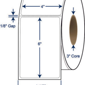 Case of 4 X 6 Direct thermal label on a 3" core 1000/roll