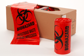 30x36 1.3mil Red Biohazard Liners LLD